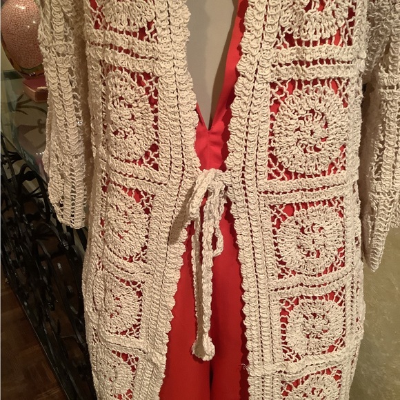 Tie front crochet maxi cardigan. - Picture 5 of 6